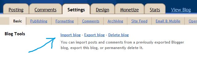 import blog at blogger