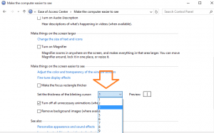 How to increase the thickness of the Blinking cursor in windows 10