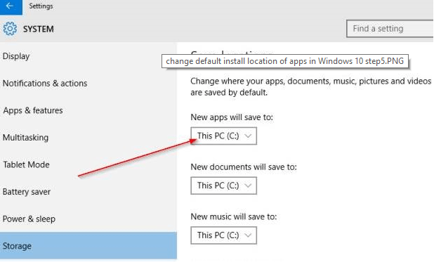 System default settings