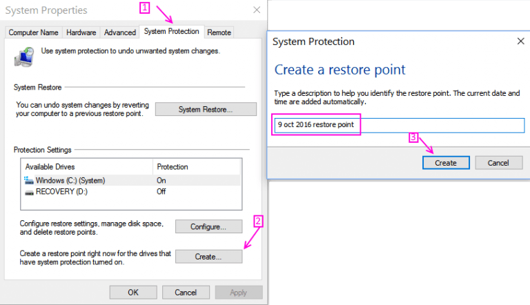 How to create Restore Point in Windows 10 a Step by step guide