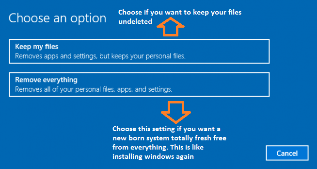 How to reset windows 10 without losing files