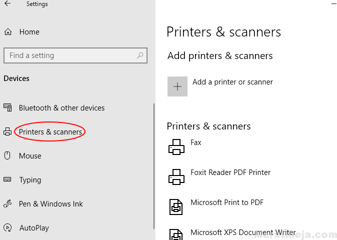 Printers Scanners Settings Windows 10