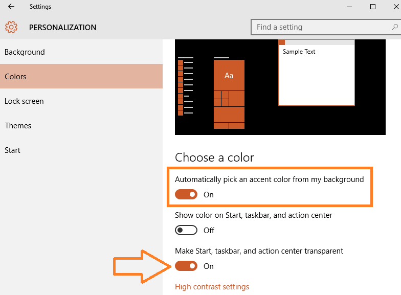 transparent-taskbar-setting