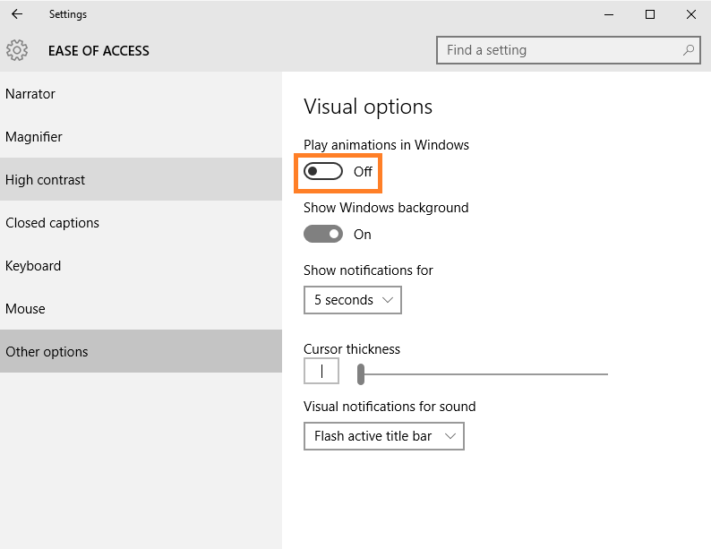 How To Disable Animation In Windows 10