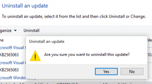 uninstall windows 10 update