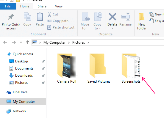 how to change screenshot destination folder in windows 10