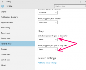 sleep win 10 never