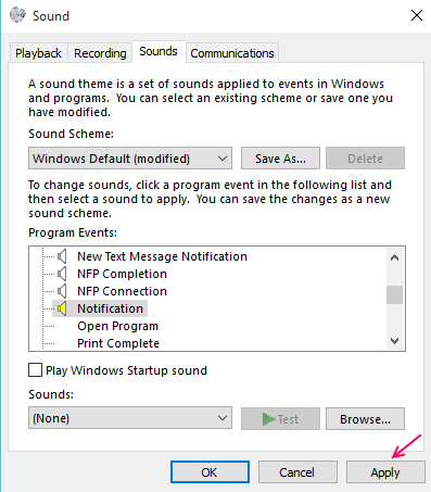 pnp audio device mute notification windows