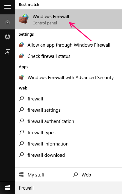 Check firewall settings