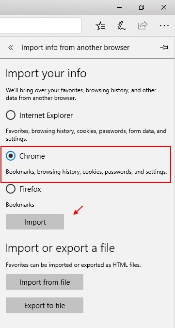 Import Bookmarks Browser Chrome Edge