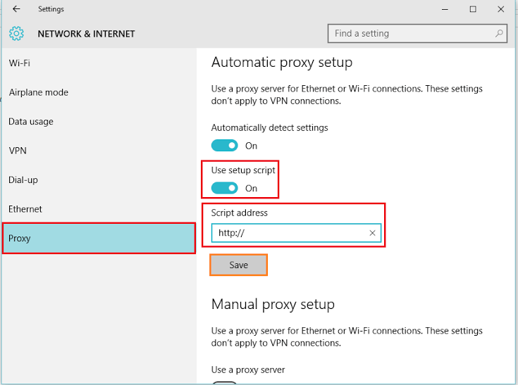 automatic proxy setup greyed out windows 10