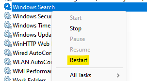 Restart Windows Search Min