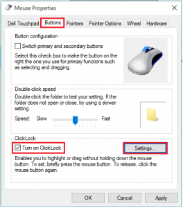 turn on click lock