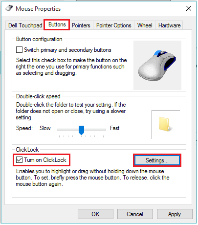 How to Turn on Click Lock in Windows 10