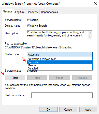 enabling windows search engine