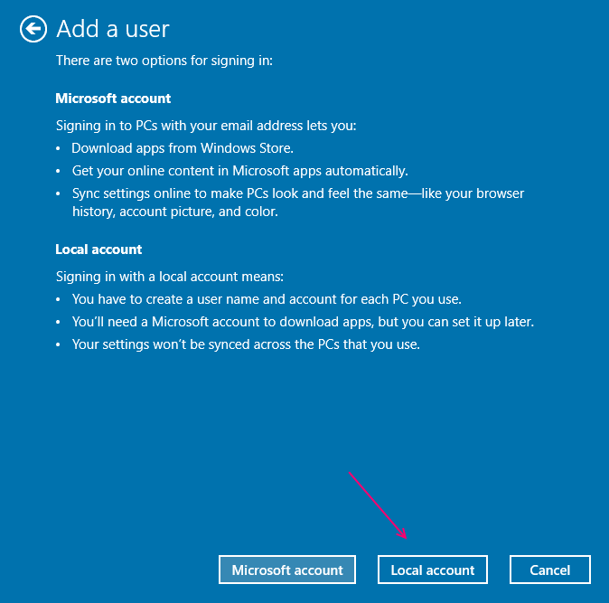 windows 10 create local account without email