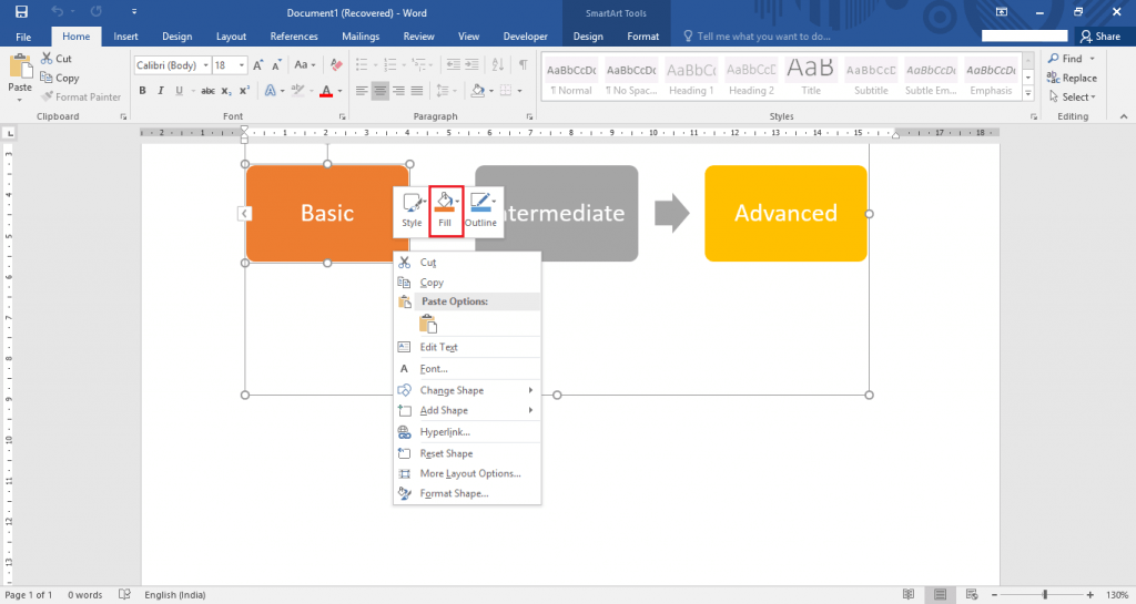 How to insert & use “SmartArt” in Microsoft Word 2016