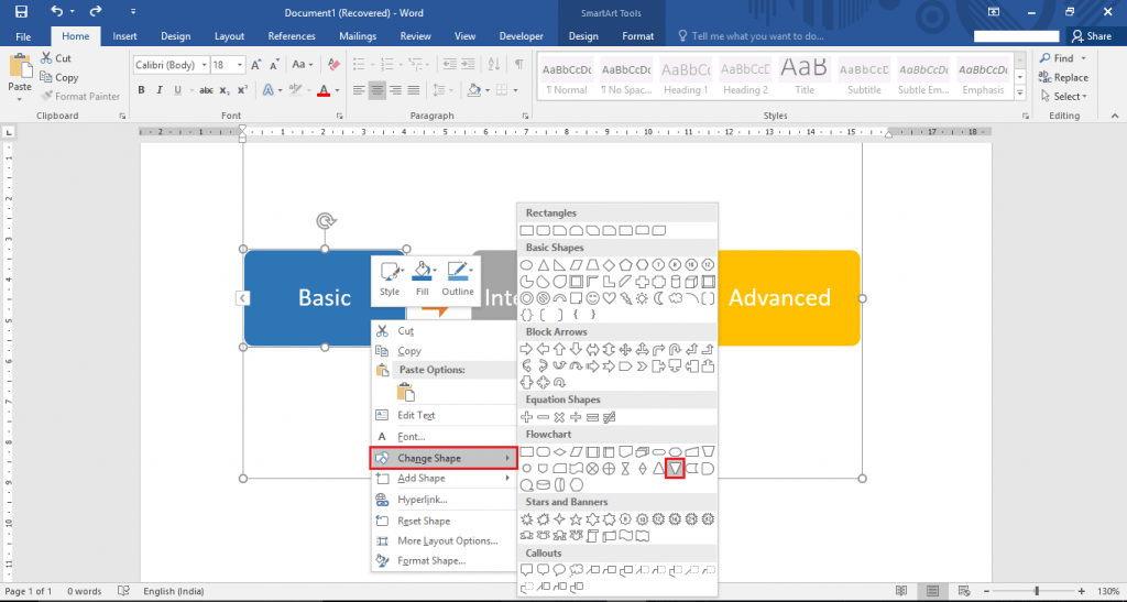 How to insert & use “SmartArt” in Microsoft Word 2016