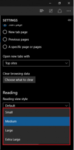 change font size edge browser 4