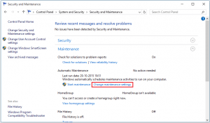 change maintainence settings