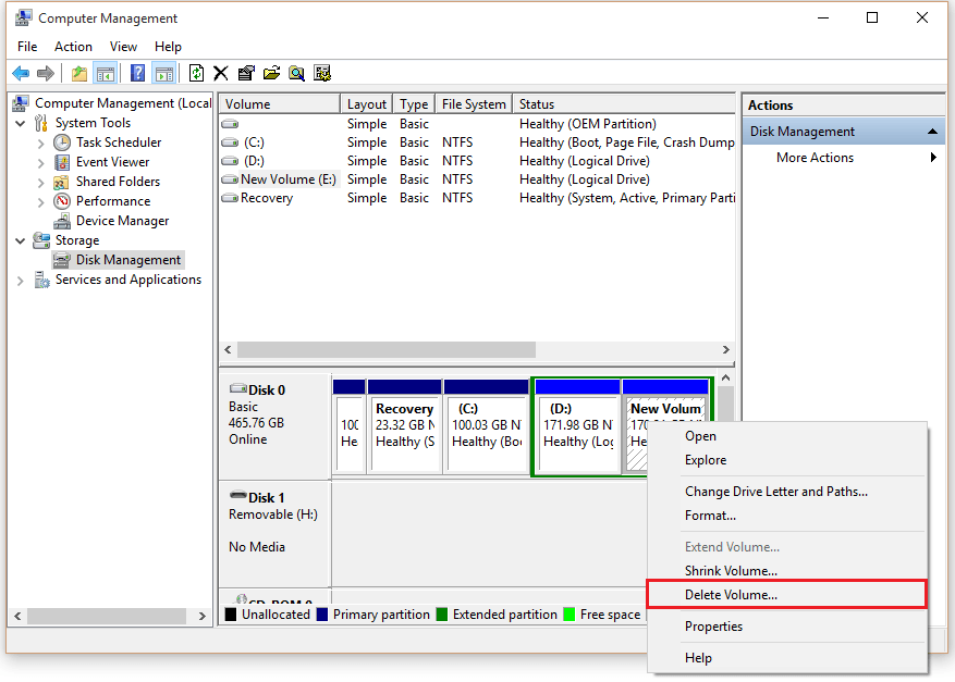 how to delete a drive