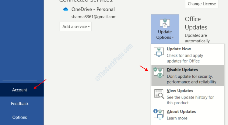 disable microsoft office updates