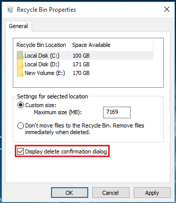 confirm before delete windows 10