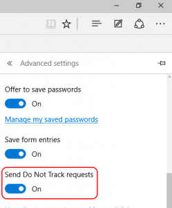 edge send do not track request on
