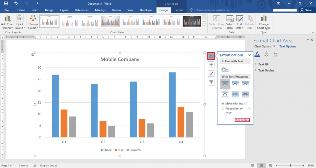 How to edit & insert a Chart in Microsoft Word 2016