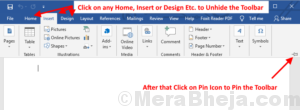 How to Show / Hide Ribbon toolbar in Microsoft Word