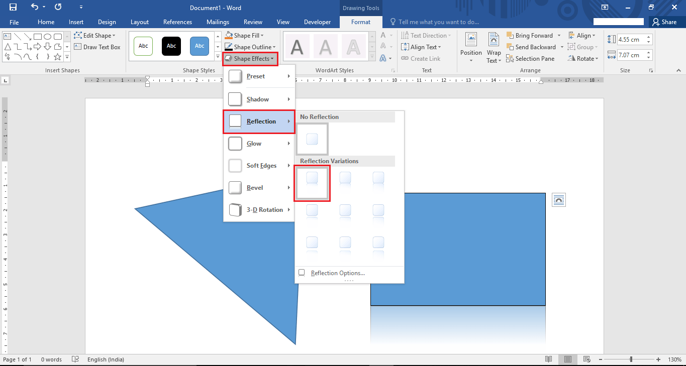 insert shape in word document