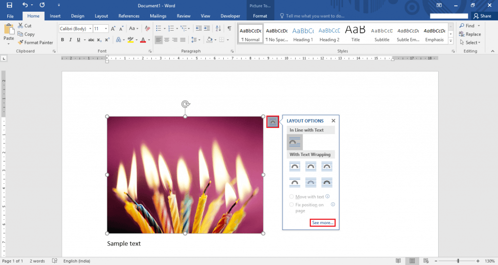 How to insert and move a picture in Microsoft Word 2016