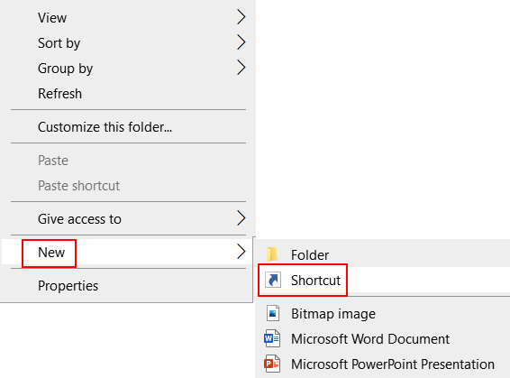 New Shortcut