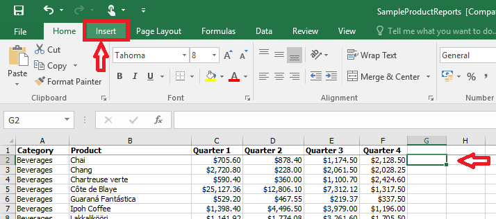 create sparklines in excel 2016