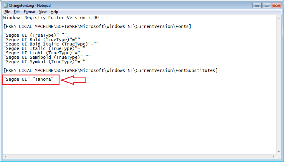change segoe ui font windows 7