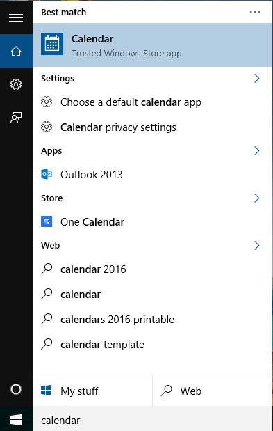 is there a google calendar app for windows 10 start