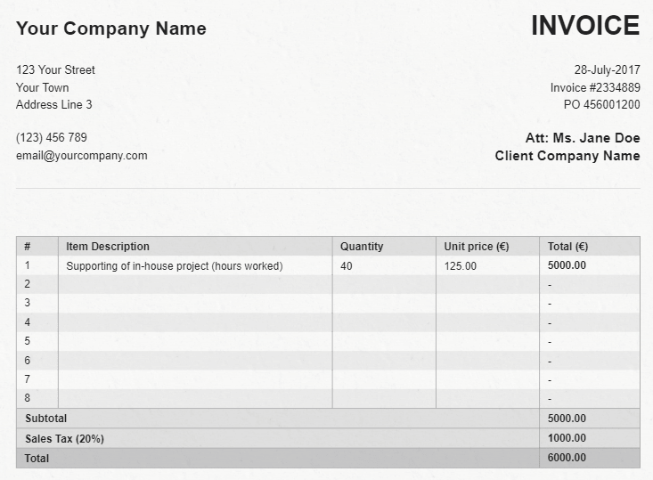 Free online invoice form