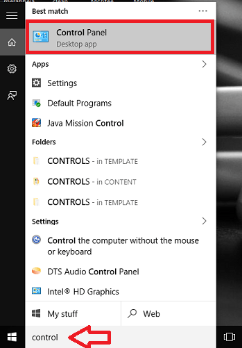 opening control panel