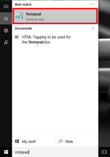 opening notepad