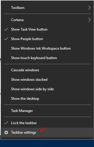 Taskbar Settings