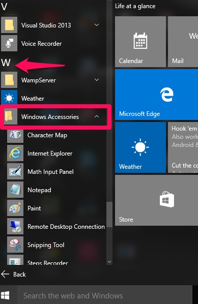 where is accessories in windows 8