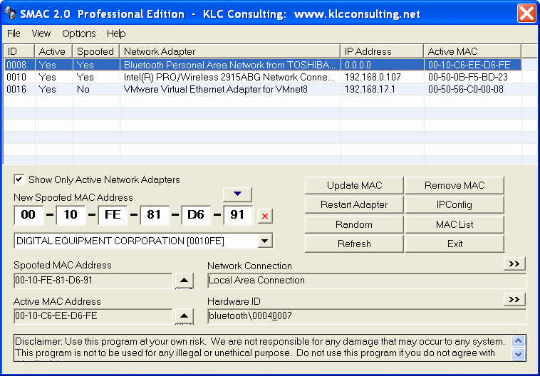 mac changer for windows 10