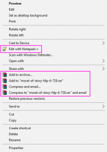 right click context menu