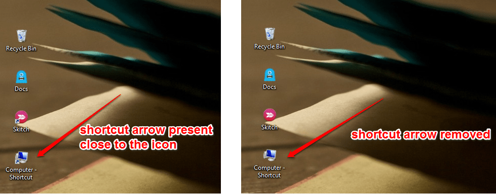 How To Remove Shortcut Arrows From Shortcut Icons In Windows 10 1415
