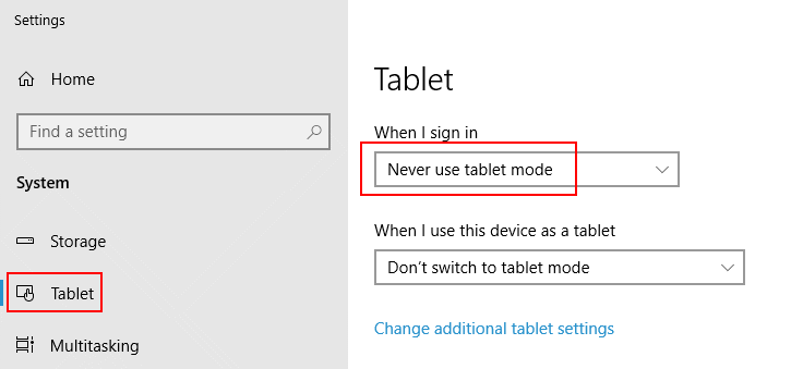 Tablet Mode Turn Off Min