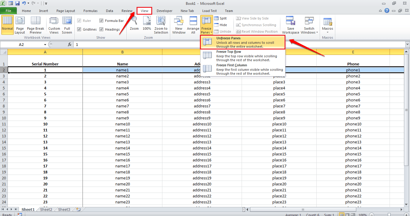 Как закрепить строку в excel. Восстановить потерянные данные в эксель. Как закрепить строку OFFICESUITE Sheets в excel.