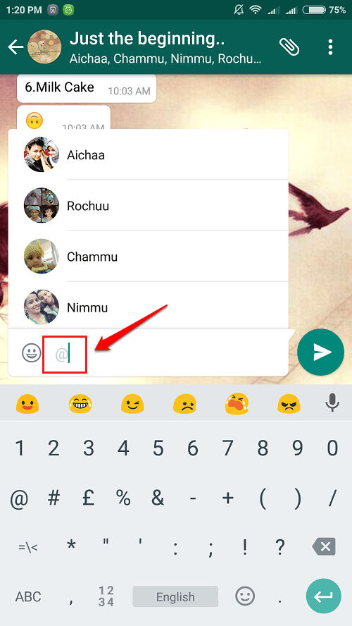 Now Mention Friends' Names In Whatsapp Groups Using 