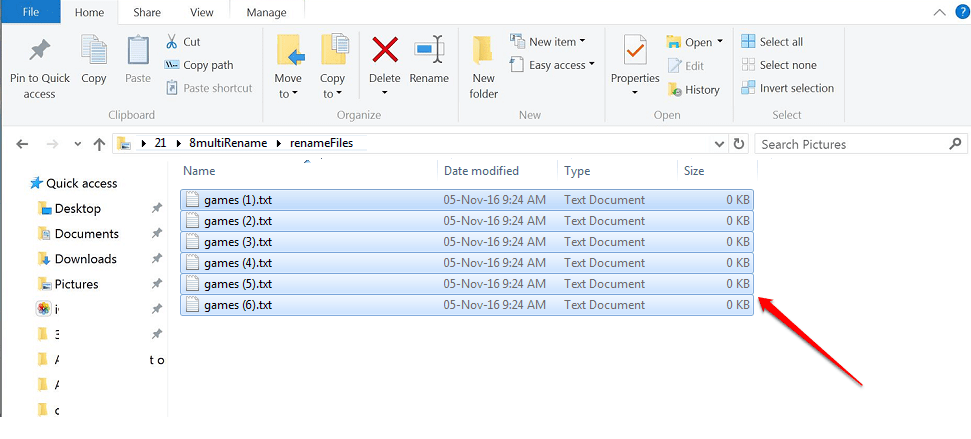 batch file rename files in a different folder