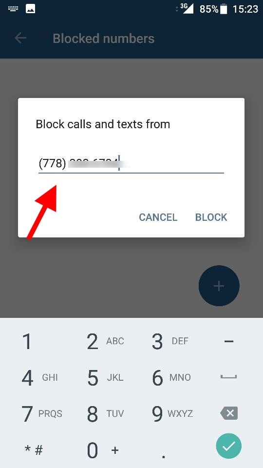 Enter Phone Number Blocked List Min