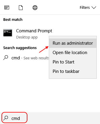 Commandprompt As Admin Windows 10 Taskbar Search